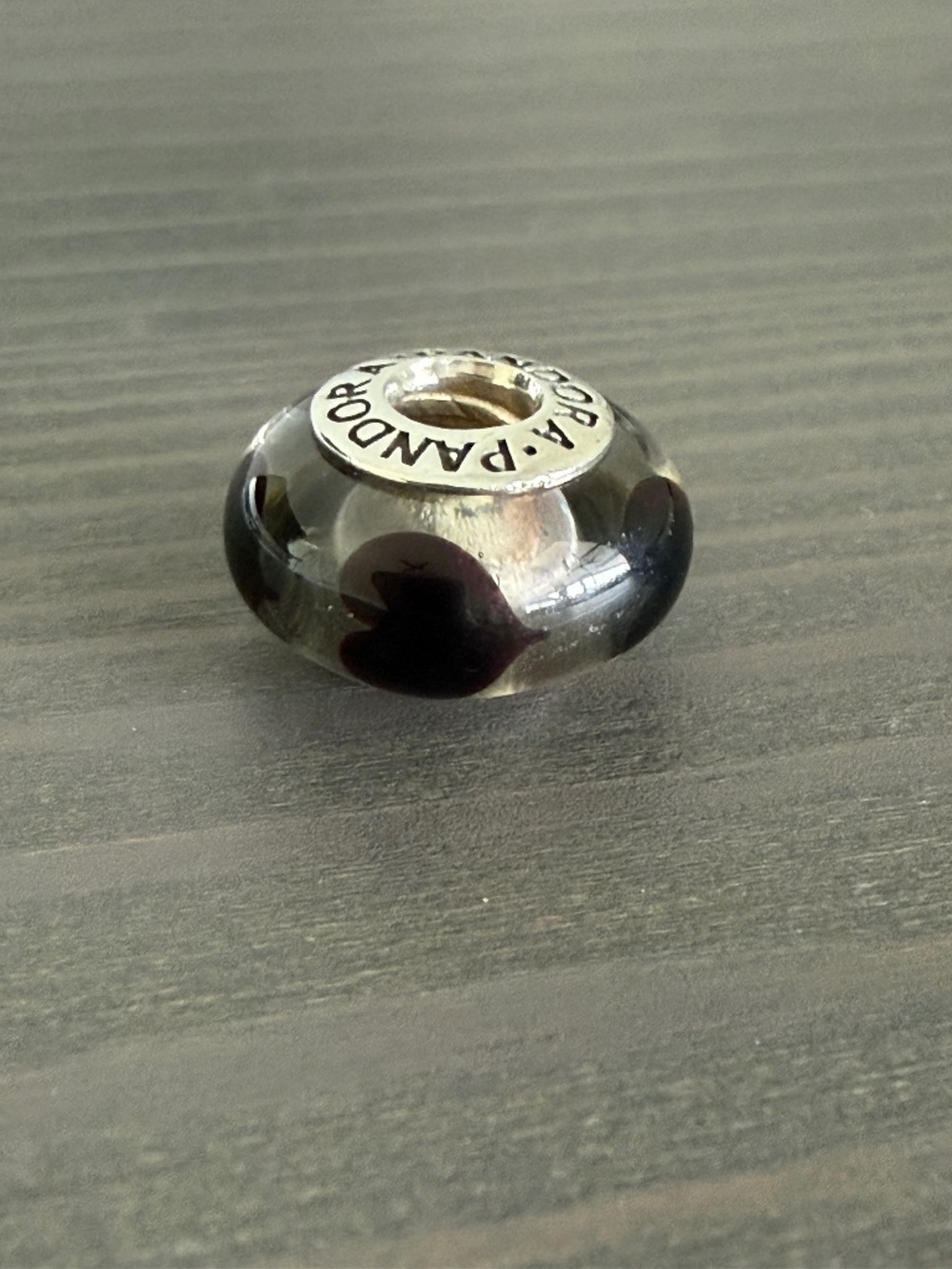 Pandora Black Hearts Murano Glass Charm 925 ALE